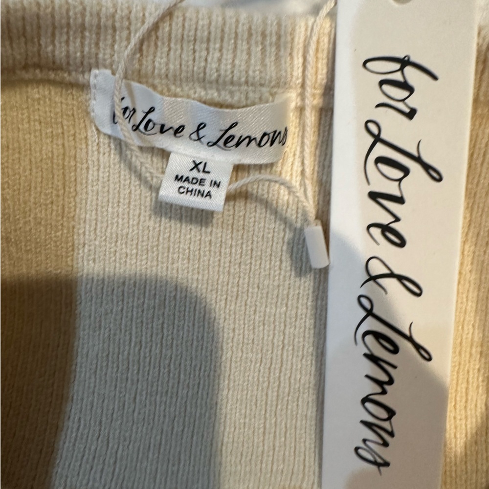 For Love & Lemons Women's Yellow and Cream Dress - Picture 5 of 7